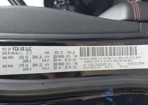 2017 Dodge Durango R/T Awd из США, поврежденный, VIN 1C4SDJCTXHC821075